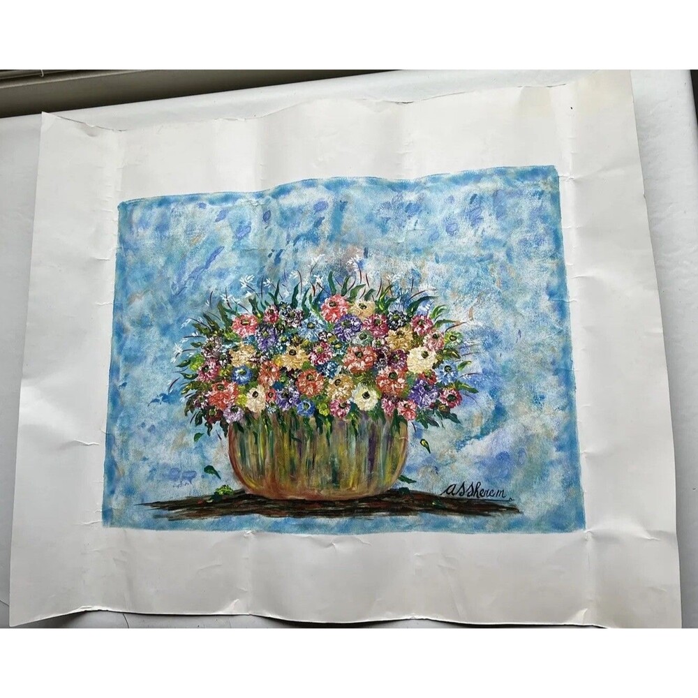 Adriana Silvia Sherem oil painting floral Perpetuo tu Aroma de Amor with CoA